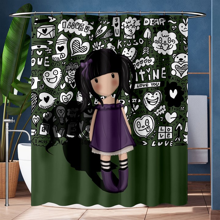 Dolly girl in purple Shower Curtain 60  x 72  (Medium) 