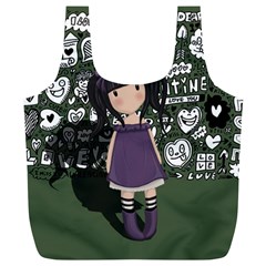 Dolly Girl In Purple Full Print Recycle Bags (l)  by Valentinaart