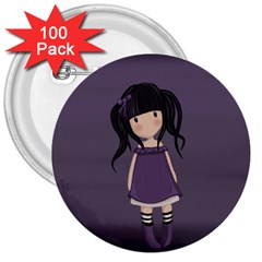 Dolly Girl In Purple 3  Buttons (100 Pack)  by Valentinaart