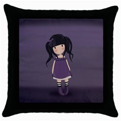 Dolly Girl In Purple Throw Pillow Case (black) by Valentinaart