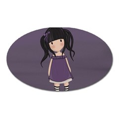 Dolly Girl In Purple Oval Magnet by Valentinaart