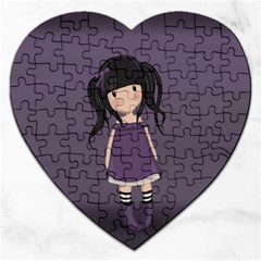 Dolly Girl In Purple Jigsaw Puzzle (heart) by Valentinaart