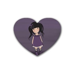 Dolly Girl In Purple Heart Coaster (4 Pack)  by Valentinaart