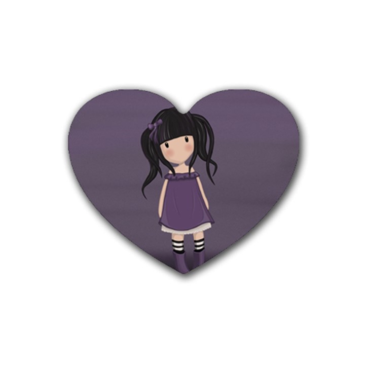 Dolly girl in purple Heart Coaster (4 pack) 