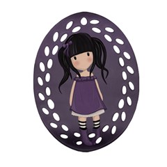 Dolly Girl In Purple Ornament (oval Filigree) by Valentinaart