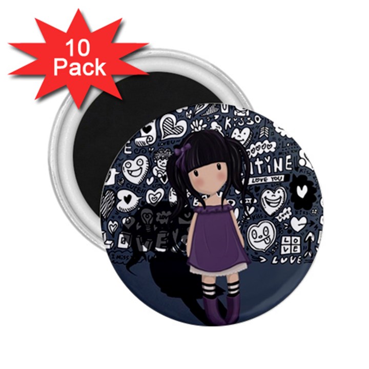 Dolly girl in purple 2.25  Magnets (10 pack) 