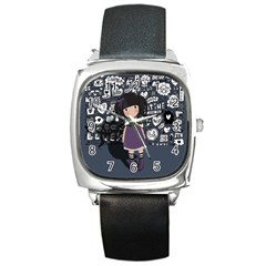 Dolly girl in purple Square Metal Watch