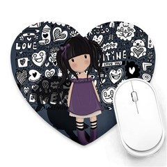 Dolly girl in purple Heart Mousepads