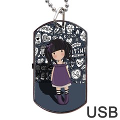 Dolly Girl In Purple Dog Tag Usb Flash (one Side) by Valentinaart