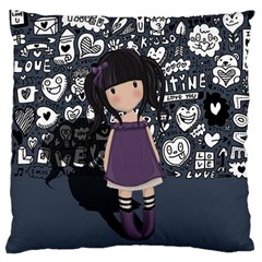 Dolly Girl In Purple Large Cushion Case (one Side) by Valentinaart