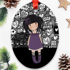 Dolly Girl In Purple Ornament (oval) by Valentinaart