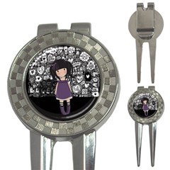 Dolly Girl In Purple 3-in-1 Golf Divots by Valentinaart