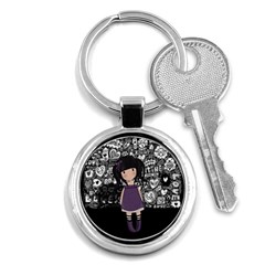 Dolly Girl In Purple Key Chains (round)  by Valentinaart