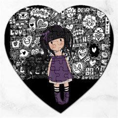 Dolly Girl In Purple Jigsaw Puzzle (heart) by Valentinaart