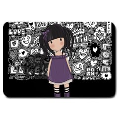 Dolly Girl In Purple Large Doormat  by Valentinaart