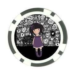 Dolly Girl In Purple Poker Chip Card Guard by Valentinaart