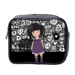 Dolly Girl In Purple Mini Toiletries Bag 2-side by Valentinaart