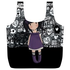 Dolly Girl In Purple Full Print Recycle Bags (l)  by Valentinaart