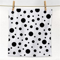 Black On White Polka Dot Pattern Face Towel by LoolyElzayat