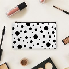 Black On White Polka Dot Pattern Cosmetic Bag (small)  by LoolyElzayat