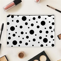 Black On White Polka Dot Pattern Cosmetic Bag (large)  by LoolyElzayat