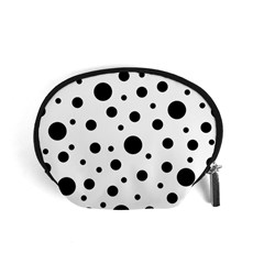 Black On White Polka Dot Pattern Accessory Pouches (small)  by LoolyElzayat