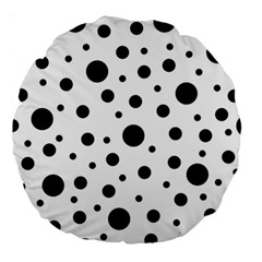 Black On White Polka Dot Pattern Large 18  Premium Flano Round Cushions by LoolyElzayat