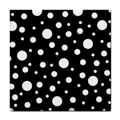 White On Black Polka Dot Pattern Tile Coasters by LoolyElzayat