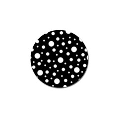 White On Black Polka Dot Pattern Golf Ball Marker by LoolyElzayat