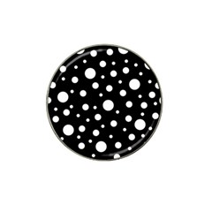 White On Black Polka Dot Pattern Hat Clip Ball Marker (4 Pack) by LoolyElzayat