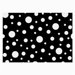 White On Black Polka Dot Pattern Large Glasses Cloth by LoolyElzayat