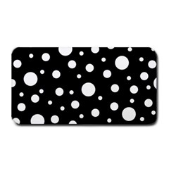 White On Black Polka Dot Pattern Medium Bar Mats by LoolyElzayat