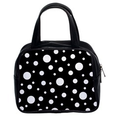 White On Black Polka Dot Pattern Classic Handbags (2 Sides) by LoolyElzayat