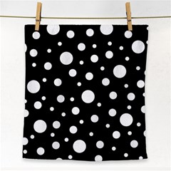 White On Black Polka Dot Pattern Face Towel by LoolyElzayat