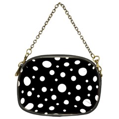 White On Black Polka Dot Pattern Chain Purses (one Side)  by LoolyElzayat