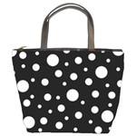 White On Black Polka Dot Pattern Bucket Bags Front