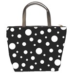 White On Black Polka Dot Pattern Bucket Bags Back