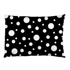 White On Black Polka Dot Pattern Pillow Case by LoolyElzayat