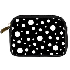 White On Black Polka Dot Pattern Digital Camera Cases by LoolyElzayat