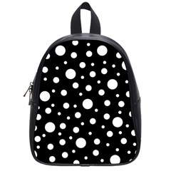 White On Black Polka Dot Pattern School Bag (small) by LoolyElzayat