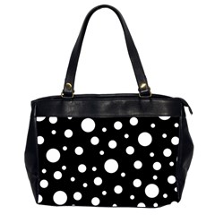 White On Black Polka Dot Pattern Office Handbags (2 Sides)  by LoolyElzayat