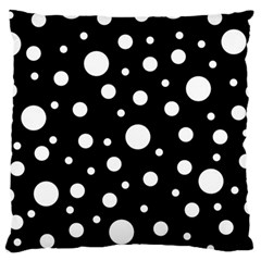 White On Black Polka Dot Pattern Large Cushion Case (two Sides) by LoolyElzayat