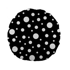 White On Black Polka Dot Pattern Standard 15  Premium Round Cushions by LoolyElzayat