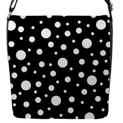 White On Black Polka Dot Pattern Flap Messenger Bag (s) by LoolyElzayat