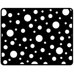 White On Black Polka Dot Pattern Double Sided Fleece Blanket (medium)  by LoolyElzayat