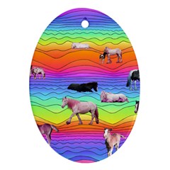 Horses In Rainbow Ornament (oval) by CosmicEsoteric