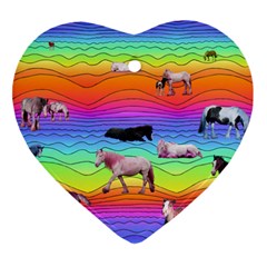 Horses In Rainbow Ornament (heart) by CosmicEsoteric