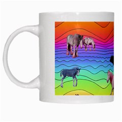 Horses In Rainbow White Mugs