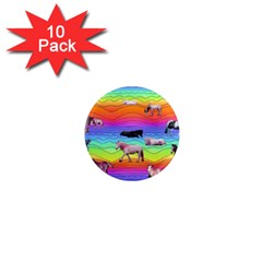 Horses In Rainbow 1  Mini Magnet (10 Pack) 