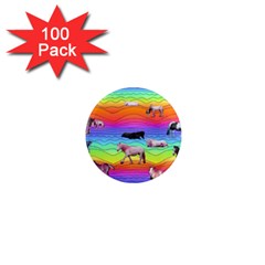 Horses In Rainbow 1  Mini Magnets (100 Pack)  by CosmicEsoteric